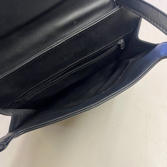 Women's Y2k 90s Guess Black Square Shoulder Bag Tote Faux Leather - Picture 6 of 7